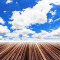 Old wood floor with blue sky Royalty Free Stock Photo