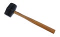 Old wood handled black rubber mallet isolated on a white background Royalty Free Stock Photo