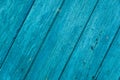 Old wood painted planks diagonal cyan