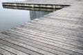 Old grey wood pier by the lake background Royalty Free Stock Photo