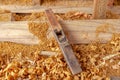 An old wood plane of a carpenter. Royalty Free Stock Photo