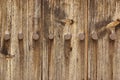 Old Wood Plank Panel With Forged Rusty Iron Nails Texture Royalty Free Stock Photo