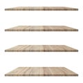 4 old wood shelf table isolated on white background and display montage for product Royalty Free Stock Photo