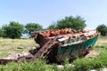 Old wood ship wrecked