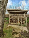 An old wood store filled with small logs and kindling Royalty Free Stock Photo