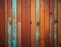 Rustic backdrop - vertical placement of multicolored wooden boards. Royalty Free Stock Photo