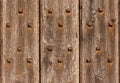 Old wood texture background with metal rivets Royalty Free Stock Photo