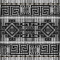 Old wood textured greek border seamless pattern. Abstract vector wooden background. Repeat geometric tribal backdrop. Greek key