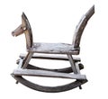 Old wood toys rocking horse chair children isolated on white background with clipping path Royalty Free Stock Photo