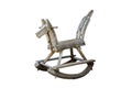 Old wood toys rocking horse chair children isolated on white background with clipping path Royalty Free Stock Photo