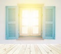 Old wood window with wood floor Royalty Free Stock Photo