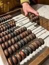 Old wooden abacus, which not so long ago were used for counting in accounting Royalty Free Stock Photo