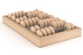 Old wooden abacus on a white background.