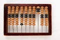 Old wooden abacus, white background. Royalty Free Stock Photo