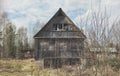 Old wooden abandoned house in the countryside Royalty Free Stock Photo