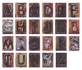 Old wooden alphabet letters