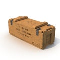 Old wooden ammo case on white. 3D illustration