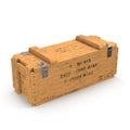 Old wooden ammo case on white. 3D illustration