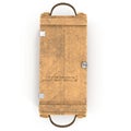 Old wooden ammo case on white. Top view. 3D illustration