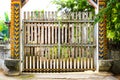 Old wooden architecture temple door channel