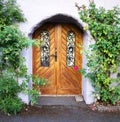 Old wooden archway leading to a medieval home in Cochem, Germany