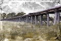 Old wooden Australian railway bridge