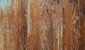 Old wooden background with blue rippled paint. vintage wood texture.