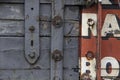 Old wooden background at Bristol Harbour aka Bristol Docks with old train carriages Royalty Free Stock Photo