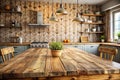Old Wooden Background with Rustic Timber Texture for Kitchen Table Royalty Free Stock Photo