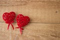 Two red hearts on a wooden background.Valentine Day Concept Royalty Free Stock Photo