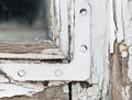 Old wooden background with white chapped paint Royalty Free Stock Photo