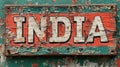 Old wooden background with the word India on it