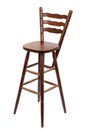 Old wooden bar stool, isolated on white Royalty Free Stock Photo