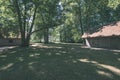 old wooden barn details in countryside at summer - vintage retro film look Royalty Free Stock Photo