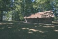 old wooden barn details in countryside at summer - vintage retro film look Royalty Free Stock Photo