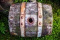 Old wooden barrel close-up. Royalty Free Stock Photo