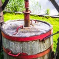 Old wooden barrel close-up Royalty Free Stock Photo