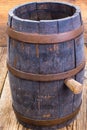 Old wooden barrel with cork Royalty Free Stock Photo