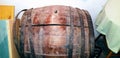 Old wooden barrel with metal rings Royalty Free Stock Photo