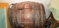 Old wooden barrel with metal rings Royalty Free Stock Photo