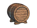 Old wooden barrel on the stand. Hand drawn vector illustrations isolated on white background Royalty Free Stock Photo