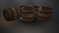 old wooden barrels for rum and gunpowder Royalty Free Stock Photo