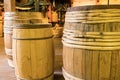 Old Wooden Barrels in Warehouse Royalty Free Stock Photo