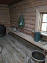 Old wooden bath inside Royalty Free Stock Photo