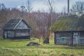 Old wooden bath on the lake shore Royalty Free Stock Photo