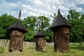 Old wooden beehives in the yard Royalty Free Stock Photo