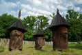 Old wooden beehives in yard Royalty Free Stock Photo