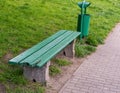 Old Wooden Bench in Park, Outdoor City Architecture, Green Wooden Benches, Outdoor Chair Royalty Free Stock Photo
