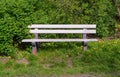 Old Wooden Bench in Park, Outdoor City Architecture, White Wooden Benches, Outdoor Chair Royalty Free Stock Photo