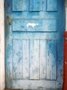 Old wooden blue door, entrance Royalty Free Stock Photo